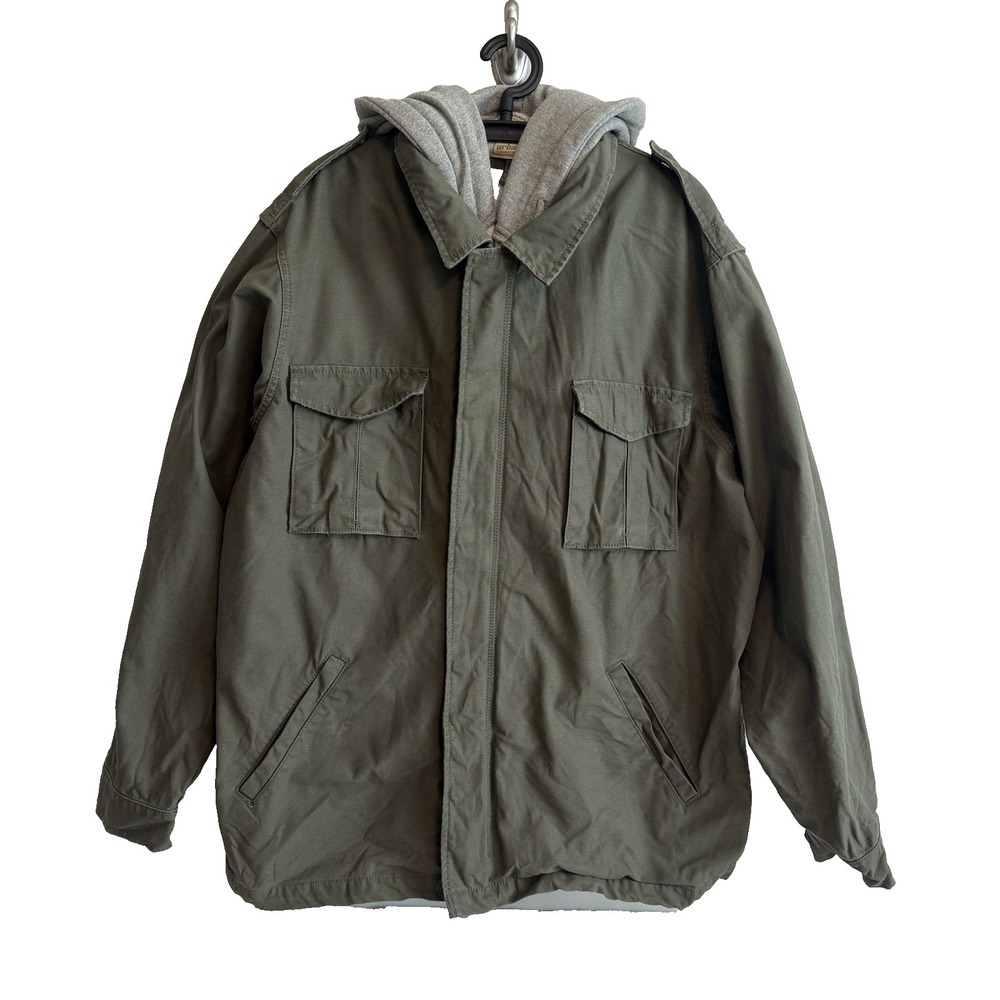 Urban Pipeline Mens Military Style Field Jacket Size XL Removable Hooded Vest